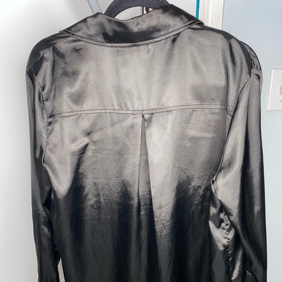 Black Satin Button Front - Picture 3 of 4